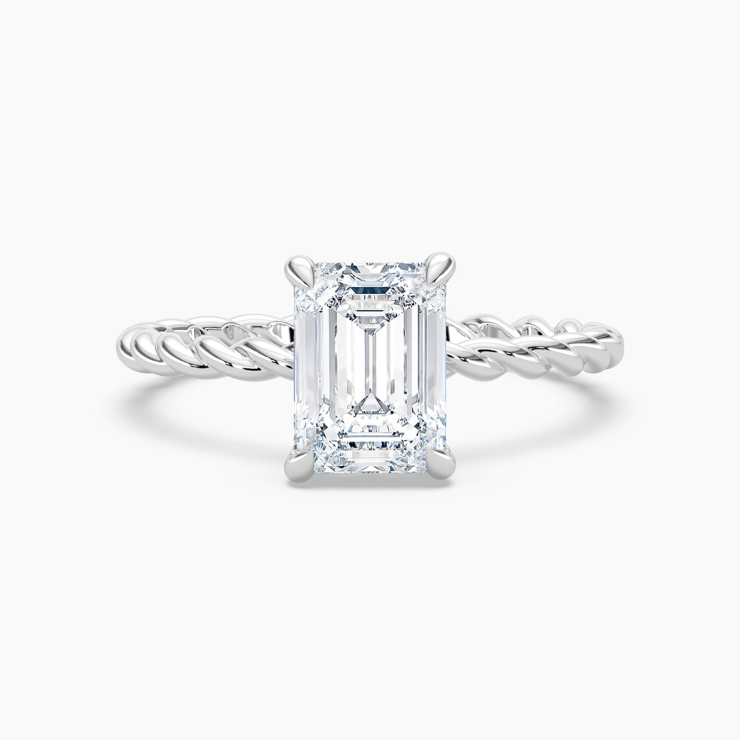 Auriya 14K Gold Lab Grown Diamond Emerald Cut Twisted Hidden Halo Engagement Ring 1.04 5.04Ct. Tw. F G Vs