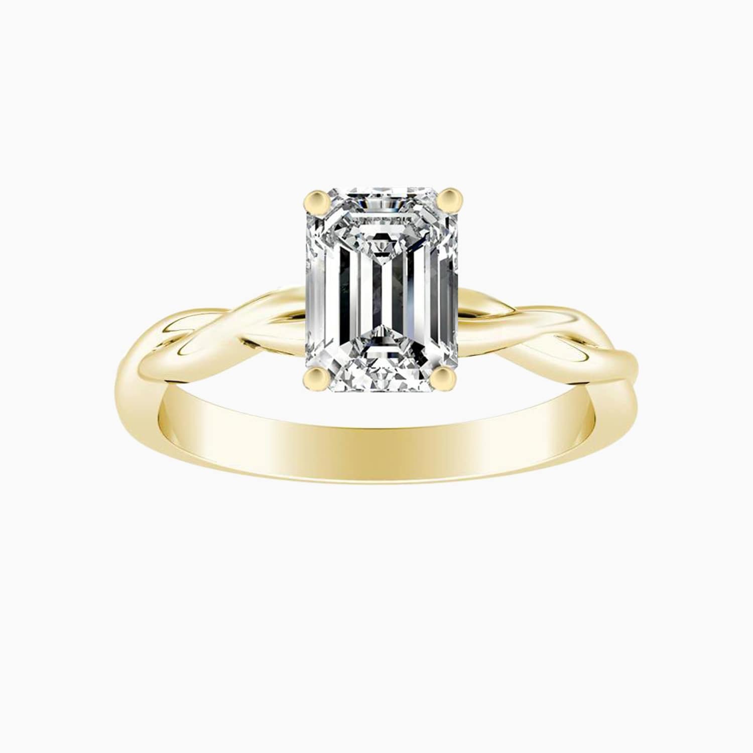 Auriya 14K Gold Lab Grown Diamond Emerald Cut Twisted Solitaire Engagement Ring 1.00 5.00Ct. Tw. F G Vs