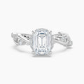Auriya 14K Gold Lab Grown Diamond Emerald Cut Twisted Vine Loop Halo Engagement Ring 1.18 5.18Ct. Tw. F G Vs