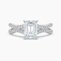Auriya 14K Gold Lab Grown Diamond Emerald Cut Wavy Split Shank Engagement Ring 1.45 5.45Ct. Tw. F G Vs