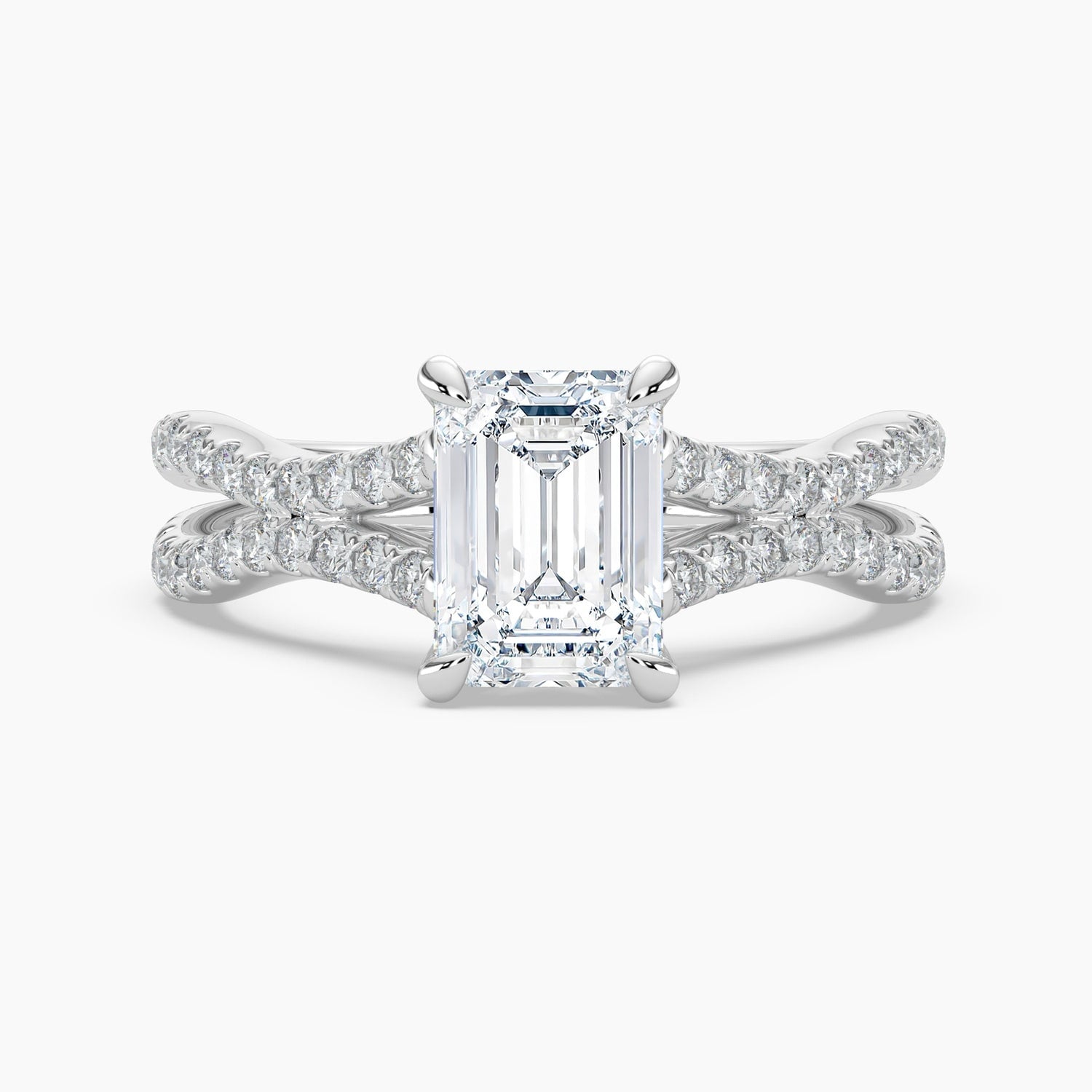 Auriya 14K Gold Lab Grown Diamond Emerald Cut Wavy Split Shank Engagement Ring 1.45 5.45Ct. Tw. F G Vs