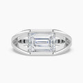 Auriya 14K Gold Lab Grown Diamond Emerald Cut Wide Split Shank Half Bezel Solitaire Engagement Ring 1.00 5.00Ct. Tw. F G Vs
