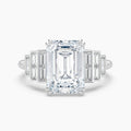 Auriya 14K Gold Lab Grown Diamond Emerald Cut And Baguette Geometric Bezel Engagement Ring 1.62 5.62Ct. Tw. F G Vs
