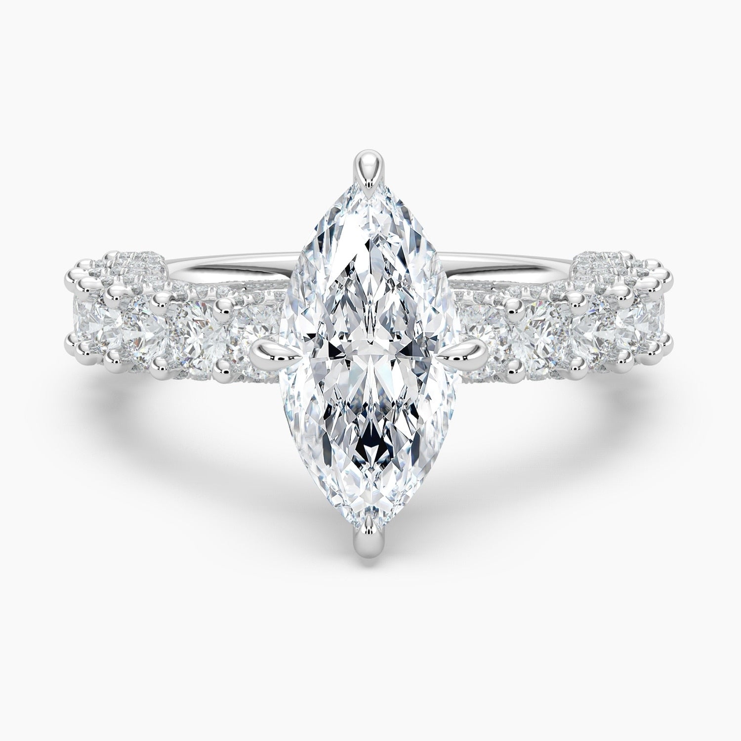 Auriya 14K Gold Lab Grown Diamond Marquise Adorned Crescent Engagement Ring 3.19 7.19Ct. Tw. F G Vs