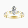 Auriya 14K Gold Lab Grown Diamond Marquise Bezel Multi Shape Art Deco Engraved Engagement Ring 1.32 5.32Ct. Tw. F G Vs