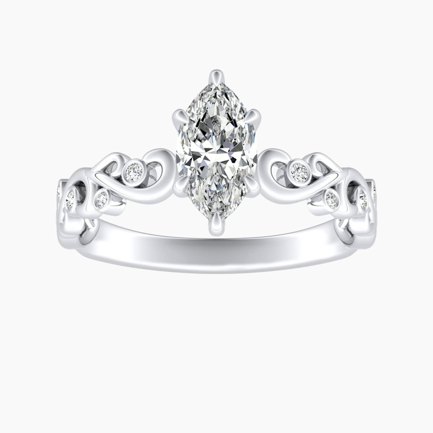 Auriya 14K Gold Lab Grown Diamond Marquise Bezel Vine Engagement Ring 1.05 5.05Ct. Tw. F G Vs