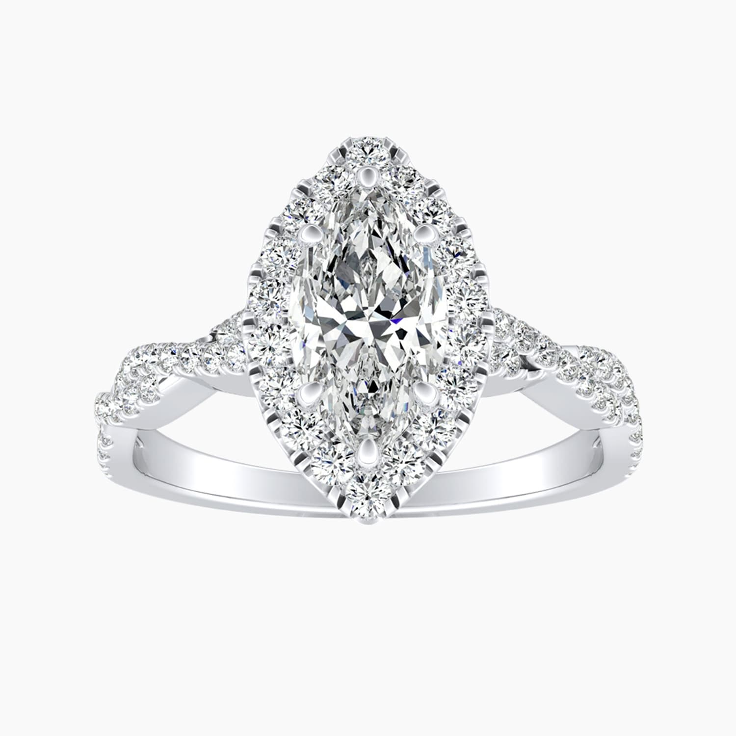 Auriya 14K Gold Lab Grown Diamond Marquise Braided Halo Engagement Ring 1.35 5.35Ct. Tw. F G Vs
