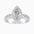 Auriya 14K Gold Lab Grown Diamond Marquise Cathedral Bead Bright Halo Engagement Ring 1.52 5.52Ct. Tw. F G Vs