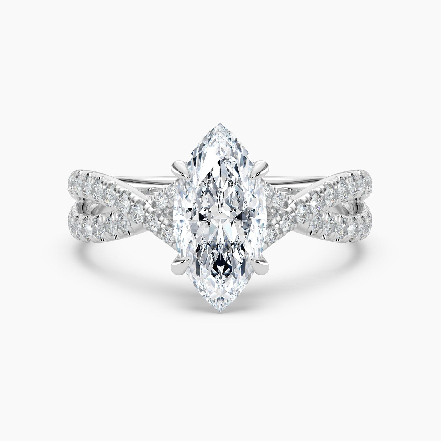 Auriya 14K Gold Lab Grown Diamond Marquise Cross Over Double Hidden Halo Engagement Ring 1.56 5.56Ct. Tw. F G Vs