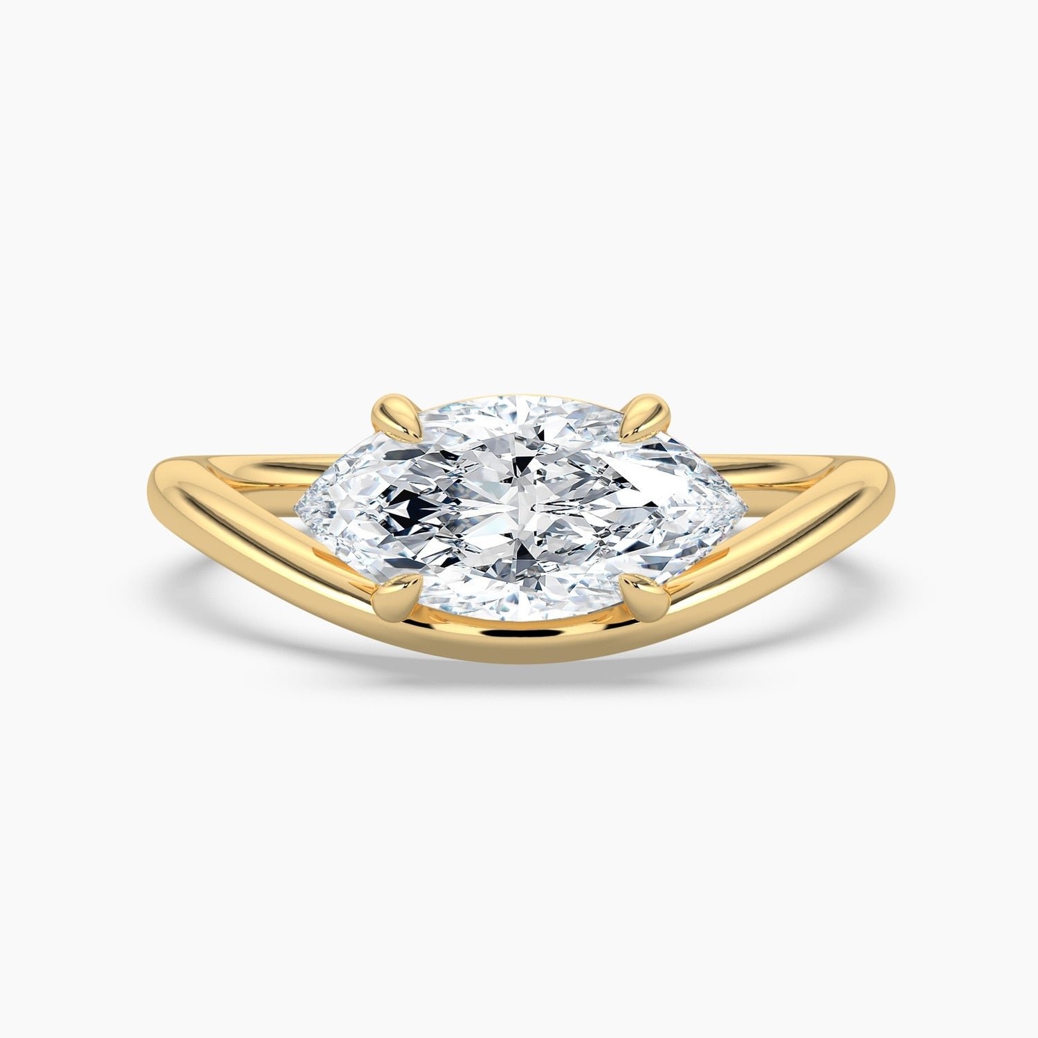 Auriya 14K Gold Lab Grown Diamond Marquise Curved Solitaire Engagement Ring 1.00 5.00Ct. Tw. F G Vs