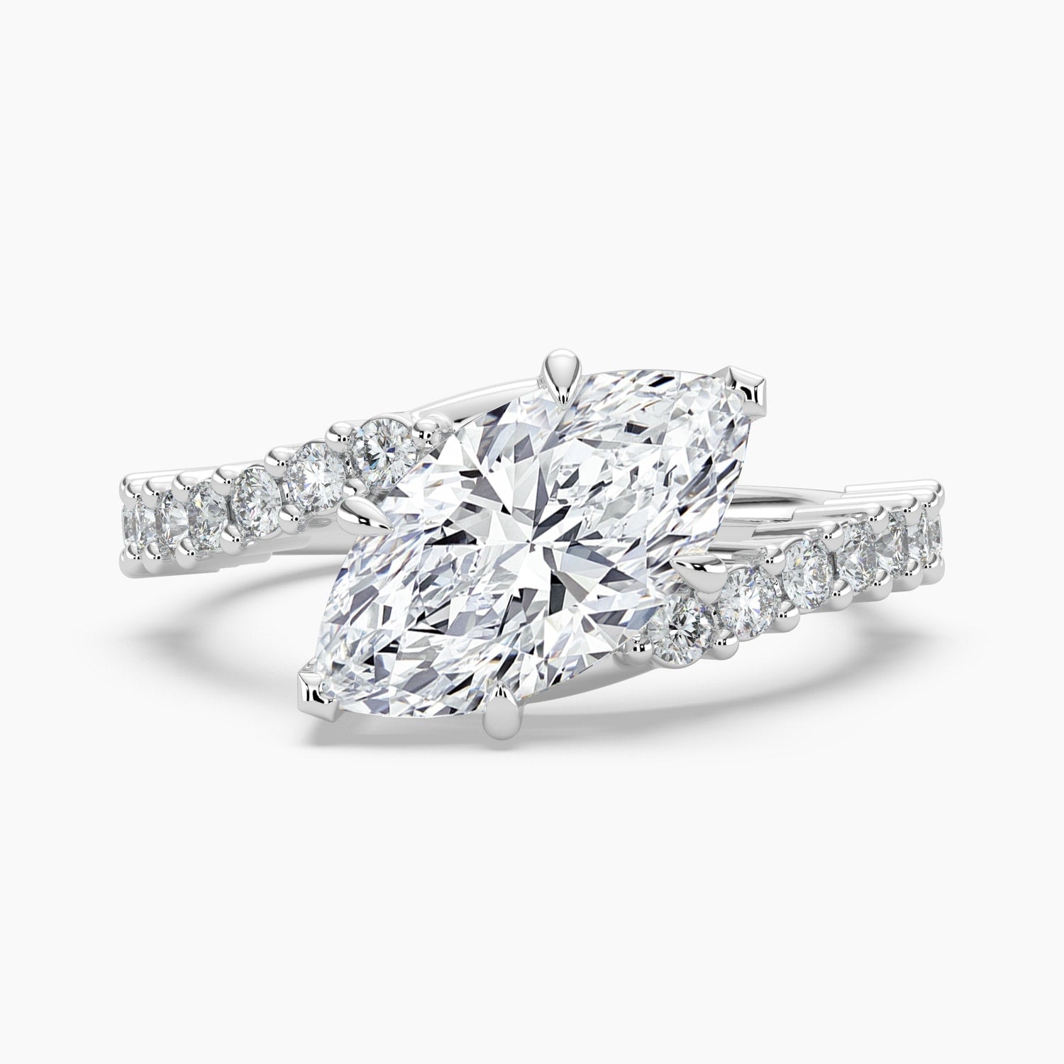 Auriya 14K Gold Lab Grown Diamond Marquise Diamond Journey Engagement Ring 1.36 5.36Ct. Tw. F G Vs