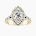 Auriya 14K Gold Lab Grown Diamond Marquise Double Halo Split Shank Engagement Ring 1.50 5.50Ct. Tw. F G Vs