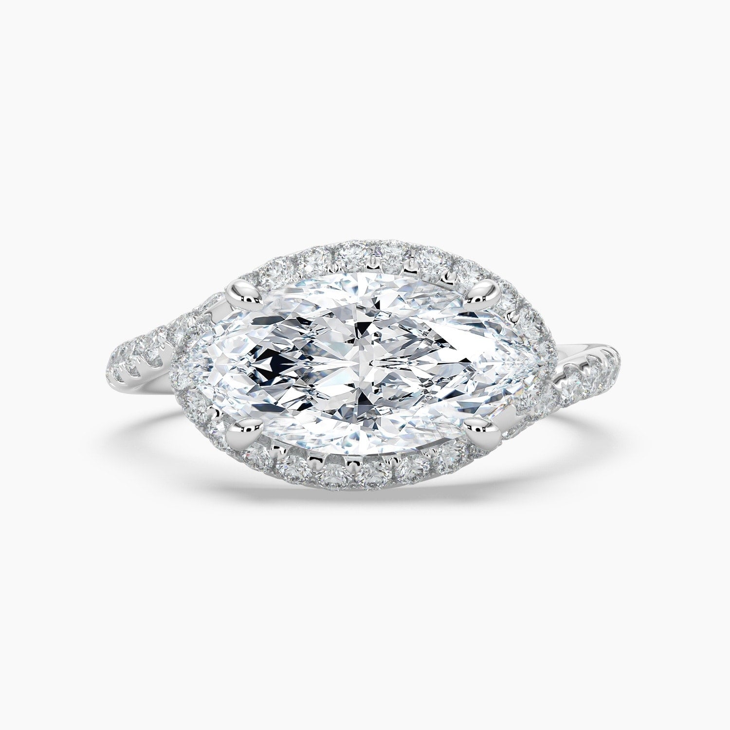 Auriya 14K Gold Lab Grown Diamond Marquise East West Journey Halo Engagement Ring 1.57 5.57Ct. Tw. F G Vs