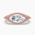 Auriya 14K Gold Lab Grown Diamond Marquise East West Ribbed Bezel Solitaire Engagement Ring 1.00 5.00Ct. Tw. F G Vs