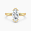 Auriya 14K Gold Lab Grown Diamond Marquise Half Bezel Solitaire Engagement Ring 1.00 5.00Ct. Tw. F G Vs