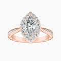 Auriya 14K Gold Lab Grown Diamond Marquise Halo Tapered Engraved Engagement Ring 1.40 5.40Ct. Tw. F G Vs