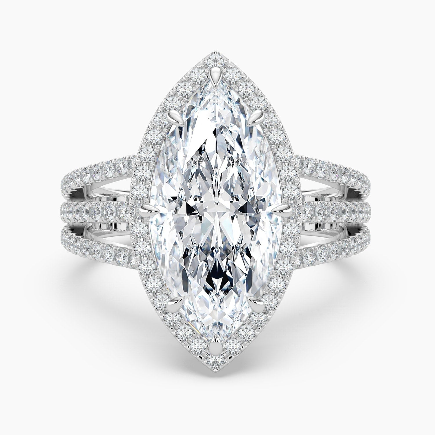 Auriya 14K Gold Lab Grown Diamond Marquise Halo Triple Shank Engagement Ring 1.78 5.78Ct. Tw. F G Vs