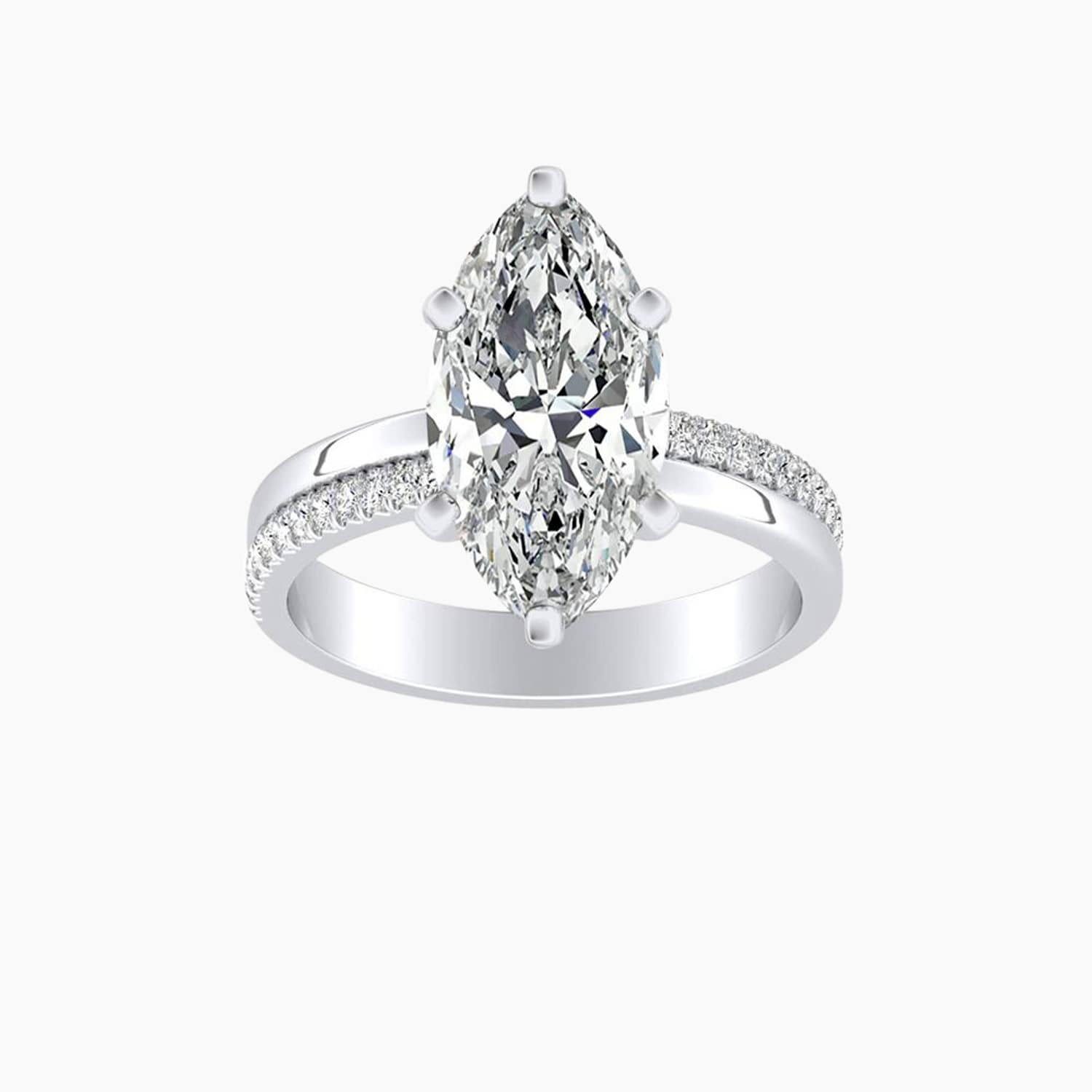 Auriya 14K Gold Lab Grown Diamond Marquise Inverted Double Row Engagement Ring 1.12 5.12Ct. Tw. F G Vs