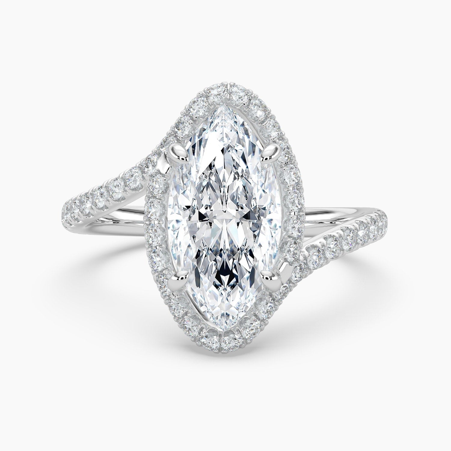 Auriya 14K Gold Lab Grown Diamond Marquise Journey Halo Engagement Ring 1.58 5.58Ct. Tw. F G Vs