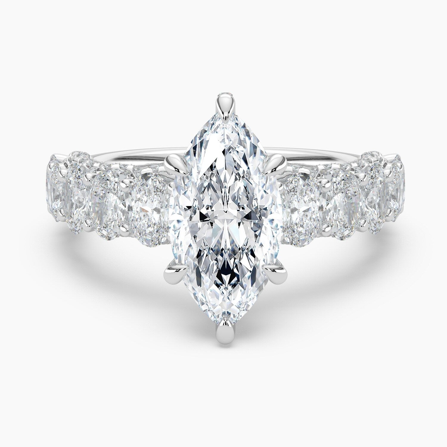 Auriya 14K Gold Lab Grown Diamond Marquise Luxe Graduated Oval Engagement Ring 3.05 7.05Ct. Tw. F G Vs