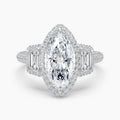 Auriya 14K Gold Lab Grown Diamond Marquise Luxe Three Stone Baguette Accent Engagement Ring 2.49 6.49Ct. Tw. F G Vs