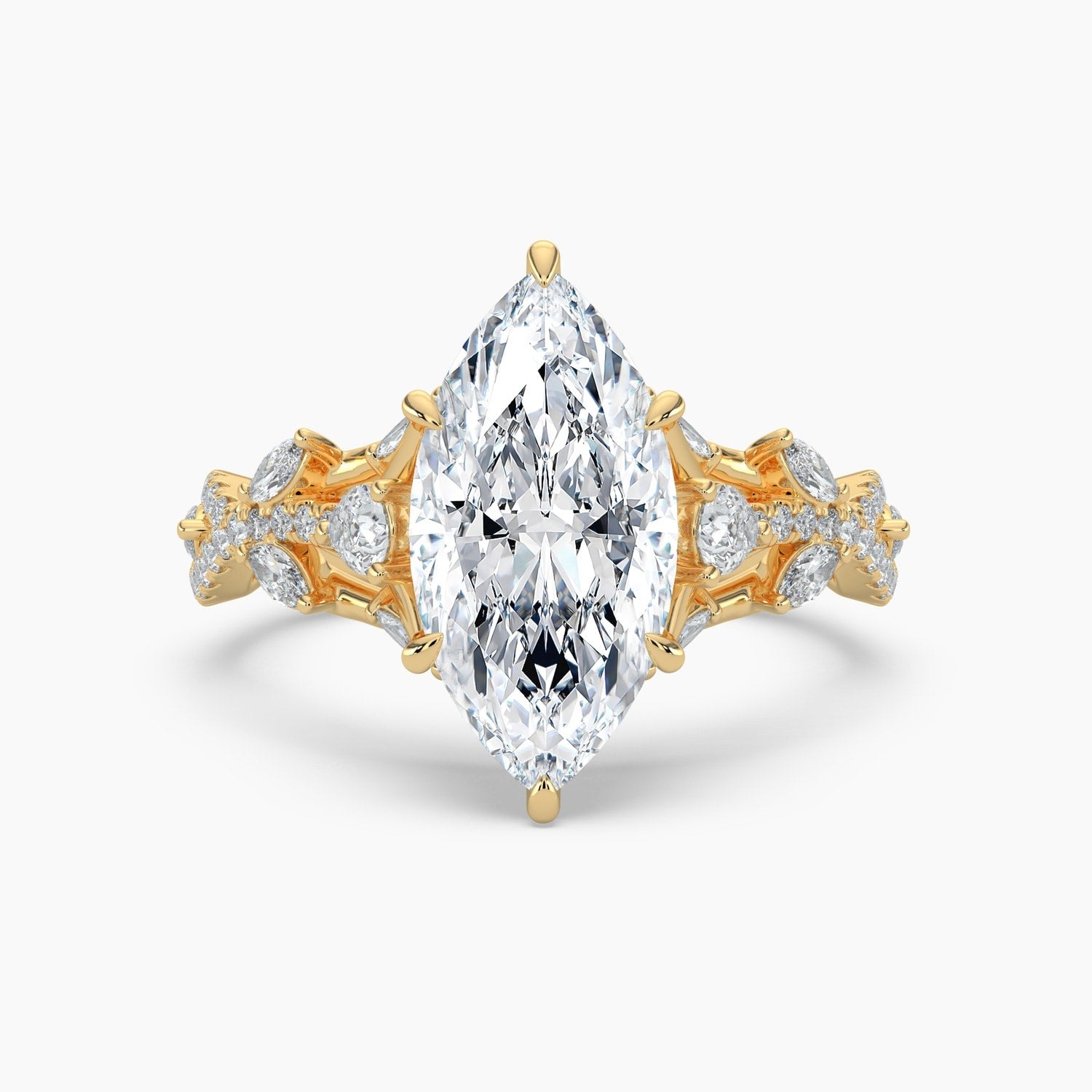 Auriya 14K Gold Lab Grown Diamond Marquise Luxe Twisted Vine Engagement Ring 1.61 5.61Ct. Tw. F G Vs
