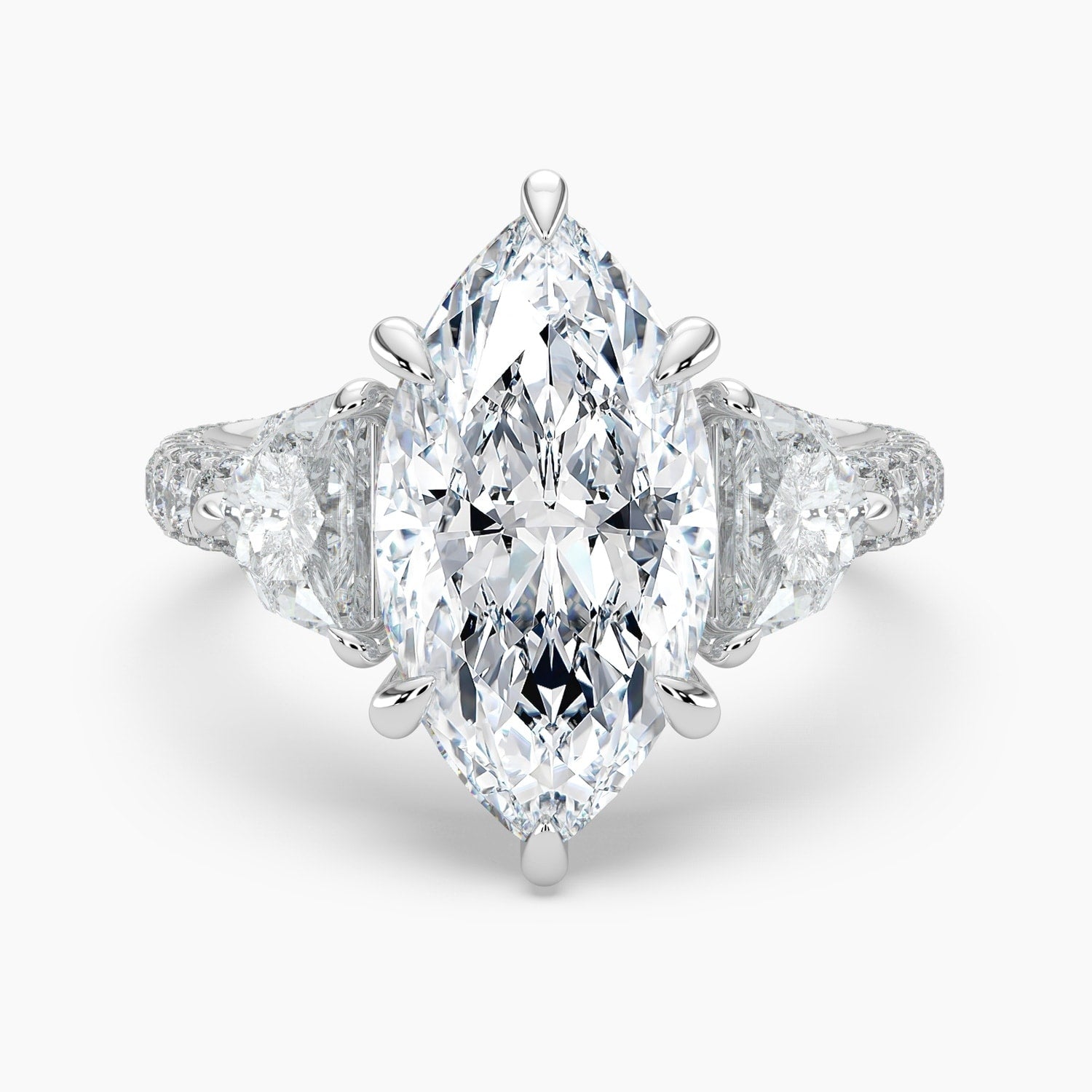 Auriya 14K Gold Lab Grown Diamond Marquise Luxe Unique Three Stone Engagement Ring 3.03 7.03Ct. Tw. F G Vs