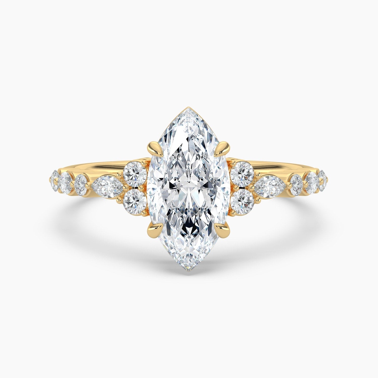 Auriya 14K Gold Lab Grown Diamond Marquise Round Embrace Engagement Ring 1.19 5.19Ct. Tw. F G Vs