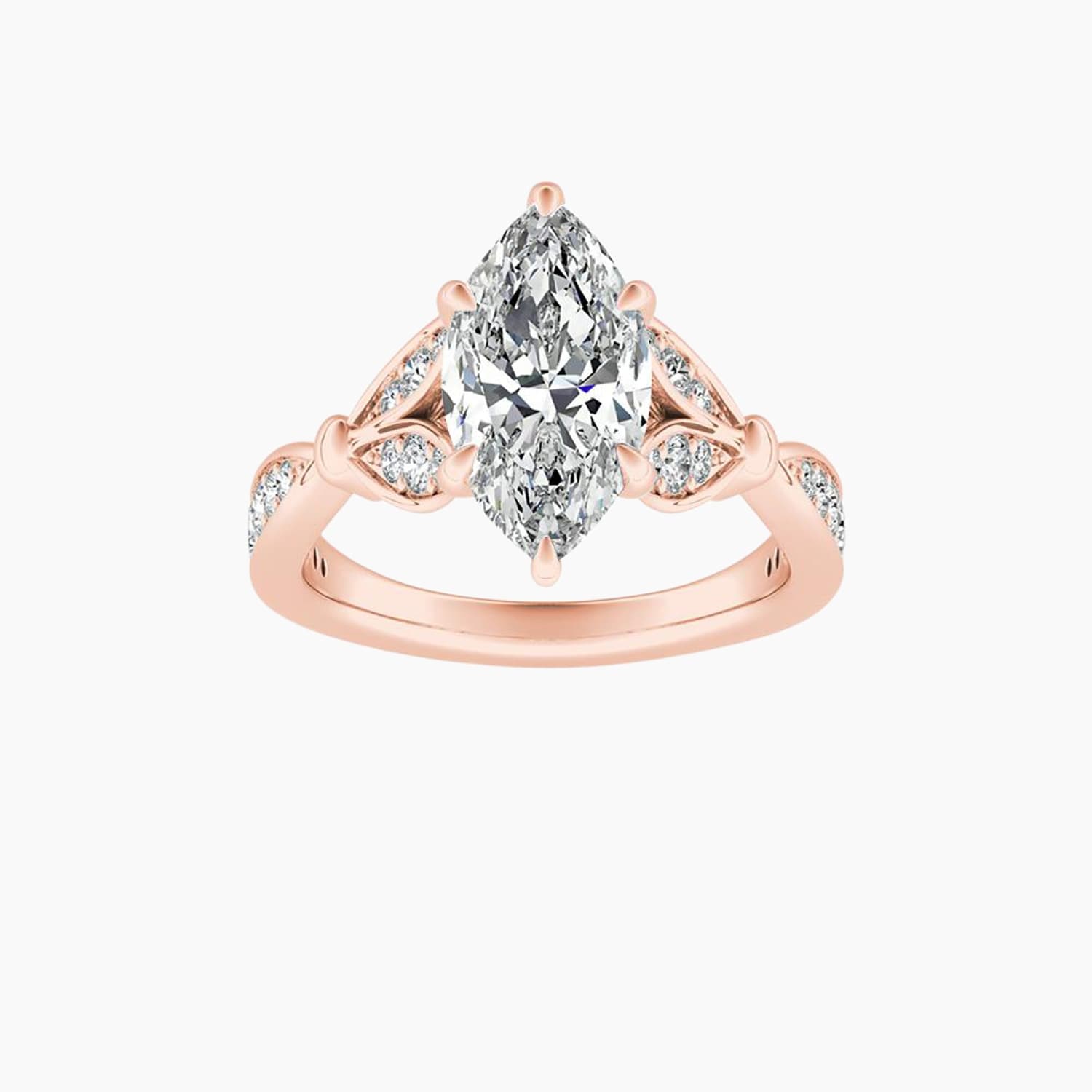 Auriya 14K Gold Lab Grown Diamond Marquise Nature Inspired Split Shank Engagement Ring 1.24 5.24Ct. Tw. F G Vs