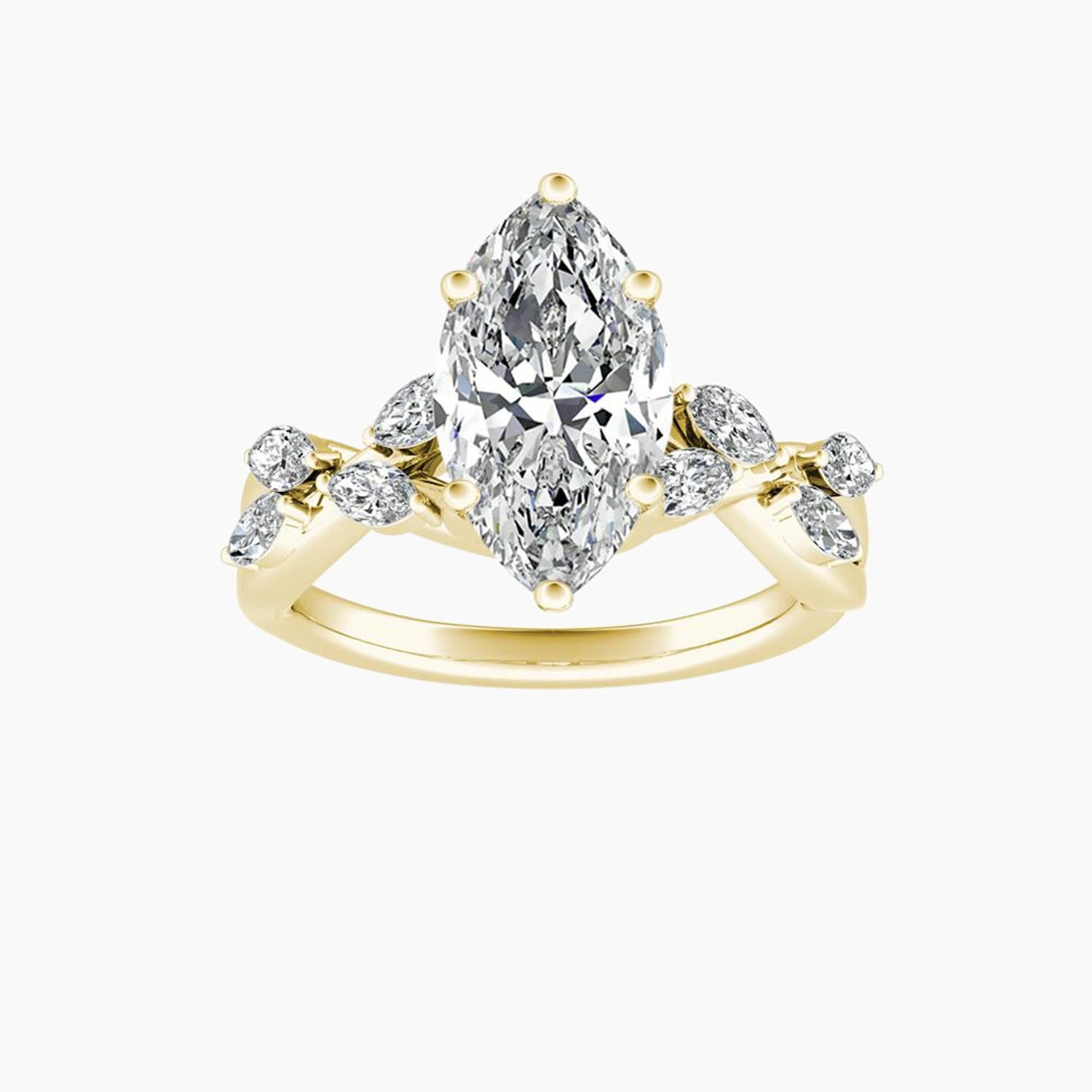 Auriya 14K Gold Lab Grown Diamond Marquise Nature Inspired Twisted Vine Engagement Ring 1.30 5.30Ct. Tw. F G Vs