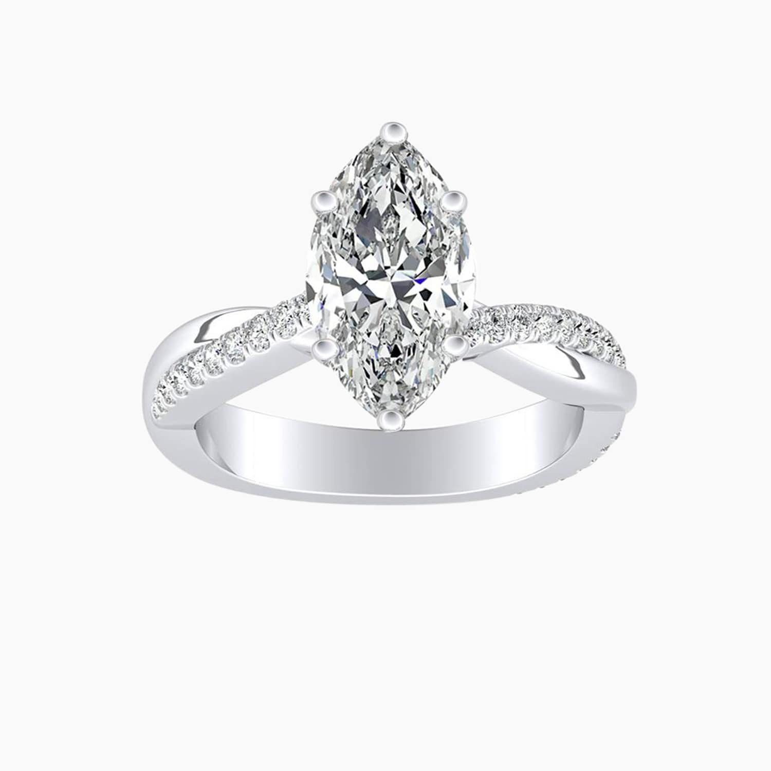 Auriya 14K Gold Lab Grown Diamond Marquise Near Eternity Twist Engagement Ring 1.19 5.19Ct. Tw. F G Vs
