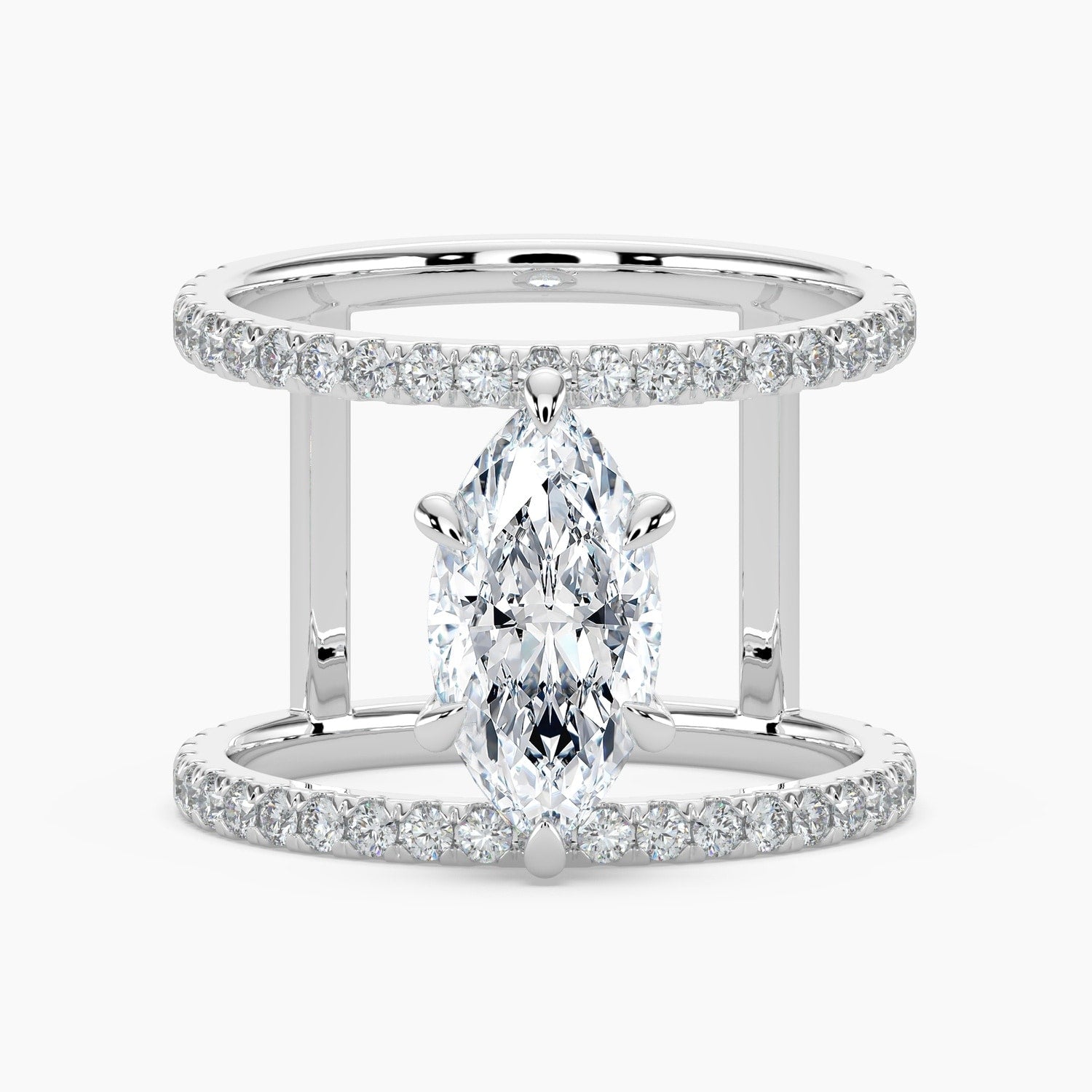 Auriya 14K Gold Lab Grown Diamond Marquise Open Double Band Engagement Ring 1.63 5.63Ct. Tw. F G Vs
