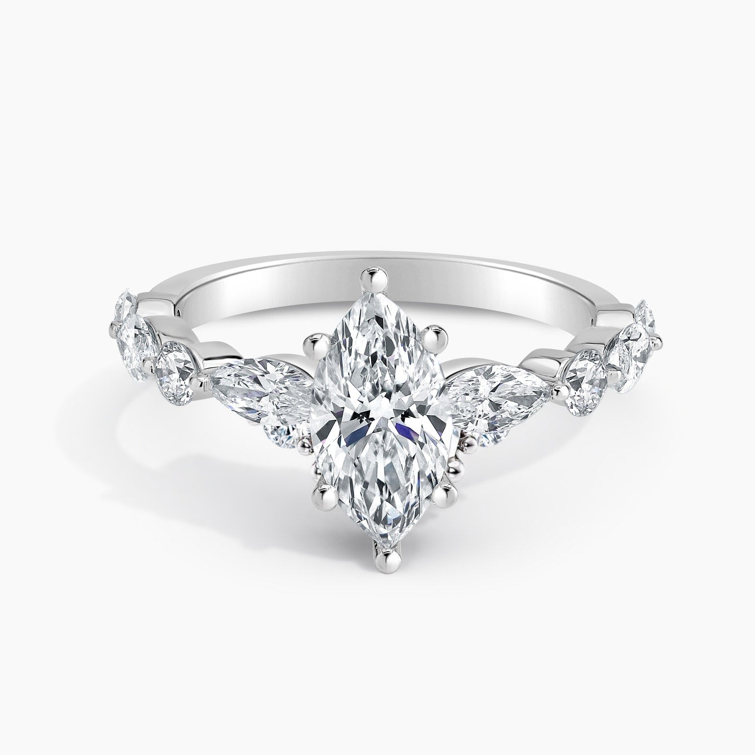 Auriya 14K Gold Lab Grown Diamond Marquise Single Shared Prong Engagement Ring 1.75 5.75Ct. Tw. F G Vs