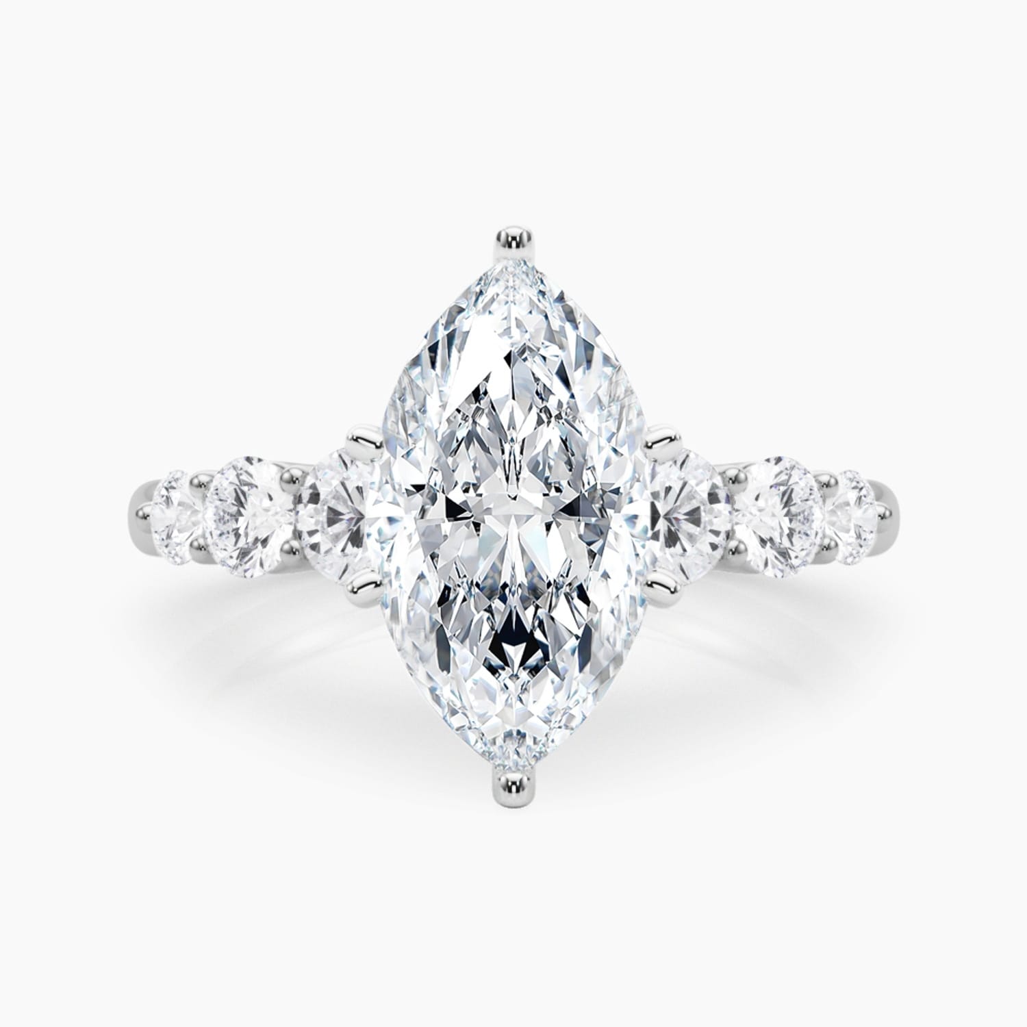 Auriya 14K Gold Lab Grown Diamond Marquise Tapered Trilogy Accent Engagement Ring 1.62 5.62Ct. Tw. F G Vs