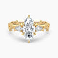 Auriya 14K Gold Lab Grown Diamond Marquise Thorn Vine Three Stone Hidden Halo Engagement Ring 1.34 5.34Ct. Tw. F G Vs