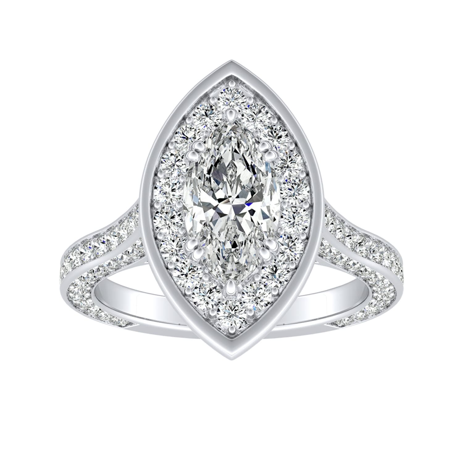 Auriya 14K Gold Lab Grown Diamond Marquise Three Sided Halo Engagement Ring 2.27 6.27Ct. Tw. F G Vs