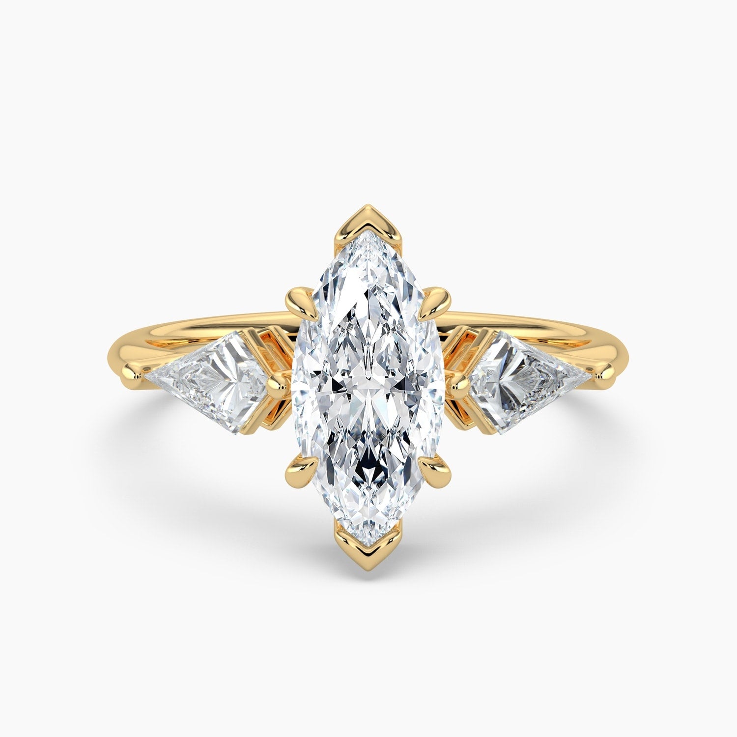 Auriya 14K Gold Lab Grown Diamond Marquise Three Stone Kite Cut Engagement Ring 1.50 5.50Ct. Tw. F G Vs
