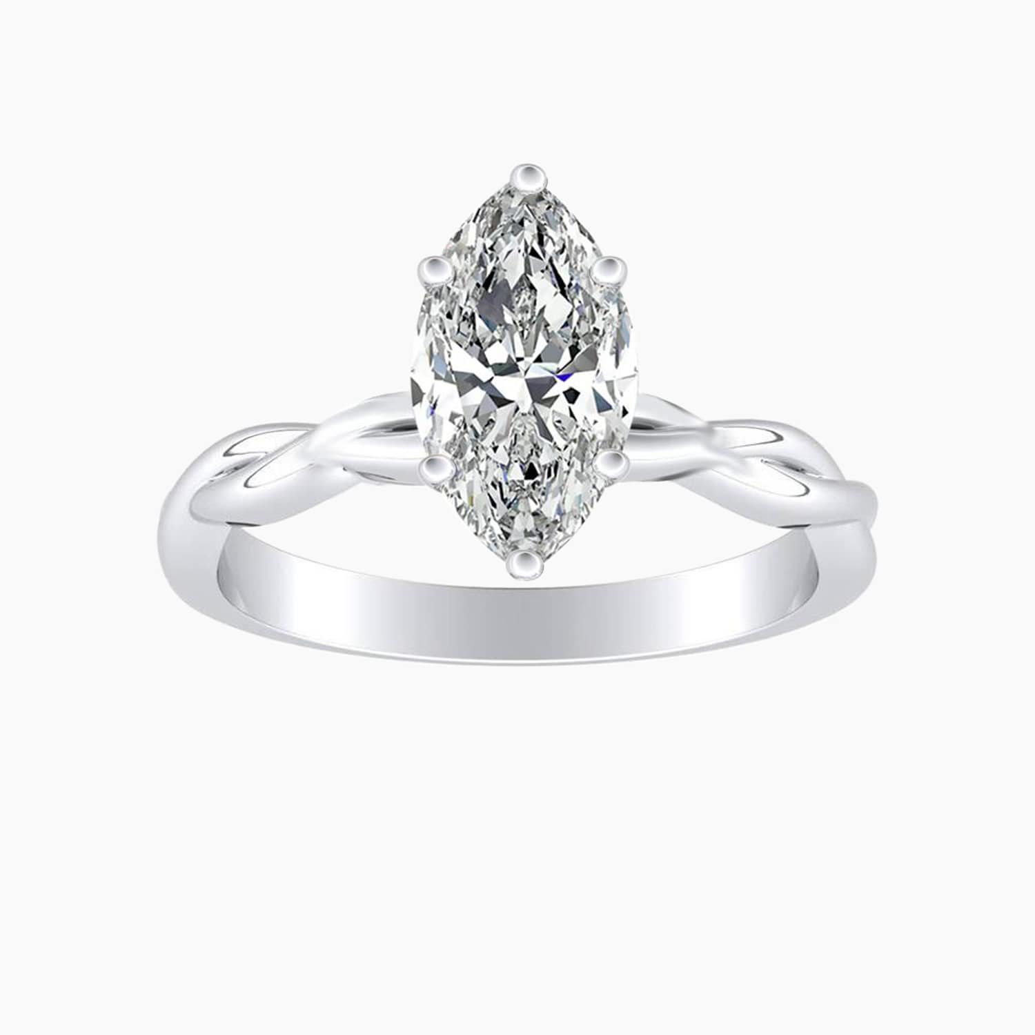 Auriya 14K Gold Lab Grown Diamond Marquise Twisted Solitaire Engagement Ring 1.00 5.00Ct. Tw. F G Vs