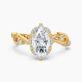 Auriya 14K Gold Lab Grown Diamond Marquise Twisted Vine Loop Halo Engagement Ring 1.18 5.18Ct. Tw. F G Vs