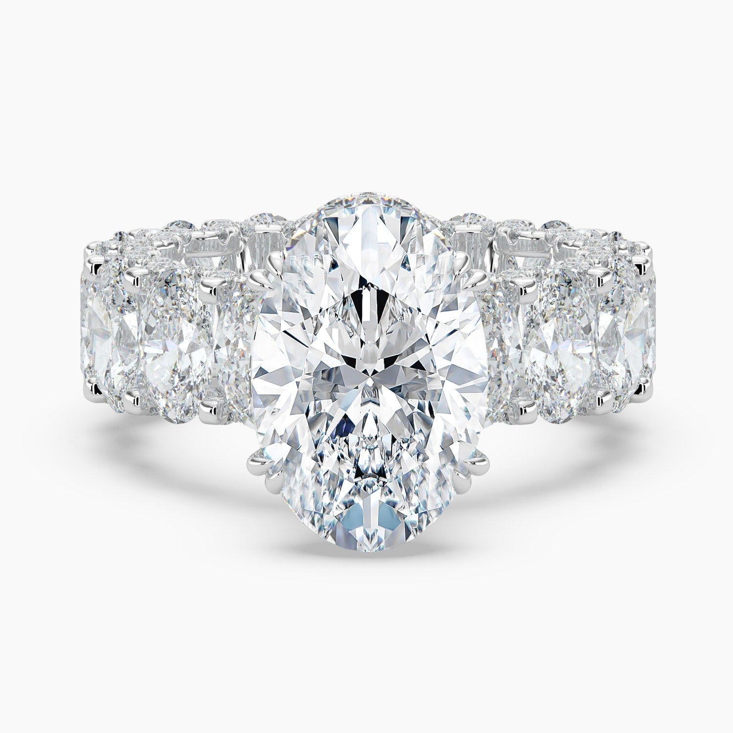 Auriya 14K Gold Lab Grown Diamond Oval Adorned Round Crescent Eternity Engagement Ring 6.33 10.33Ct. Tw. F G Vs