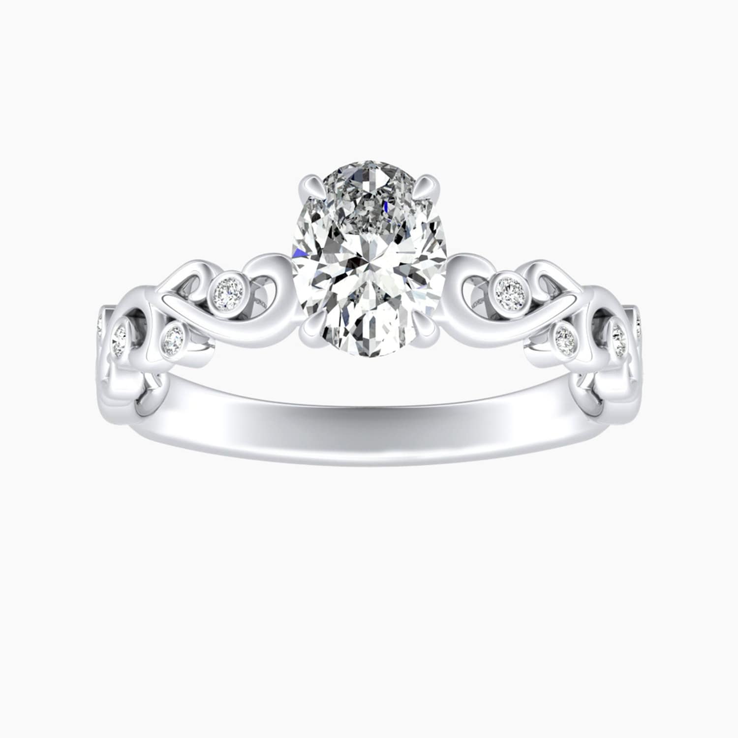 Auriya 14K Gold Lab Grown Diamond Oval Bezel Vine Engagement Ring 1.05 5.05Ct. Tw. F G Vs