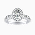 Auriya 14K Gold Lab Grown Diamond Oval Cathedral Bead Bright Halo Engagement Ring 1.52 5.52Ct. Tw. F G Vs