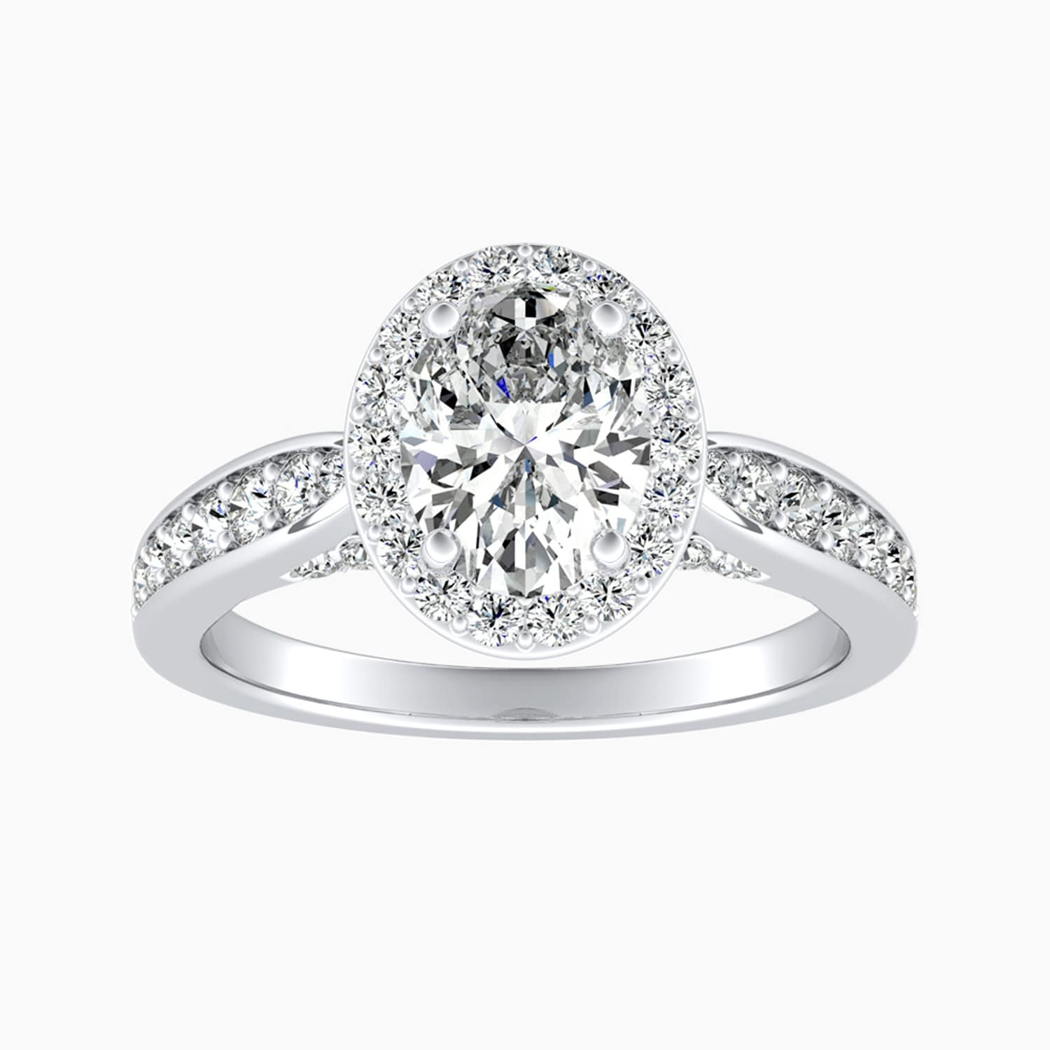 Auriya 14K Gold Lab Grown Diamond Oval Cathedral Bead Bright Halo Engagement Ring 1.52 5.52Ct. Tw. F G Vs