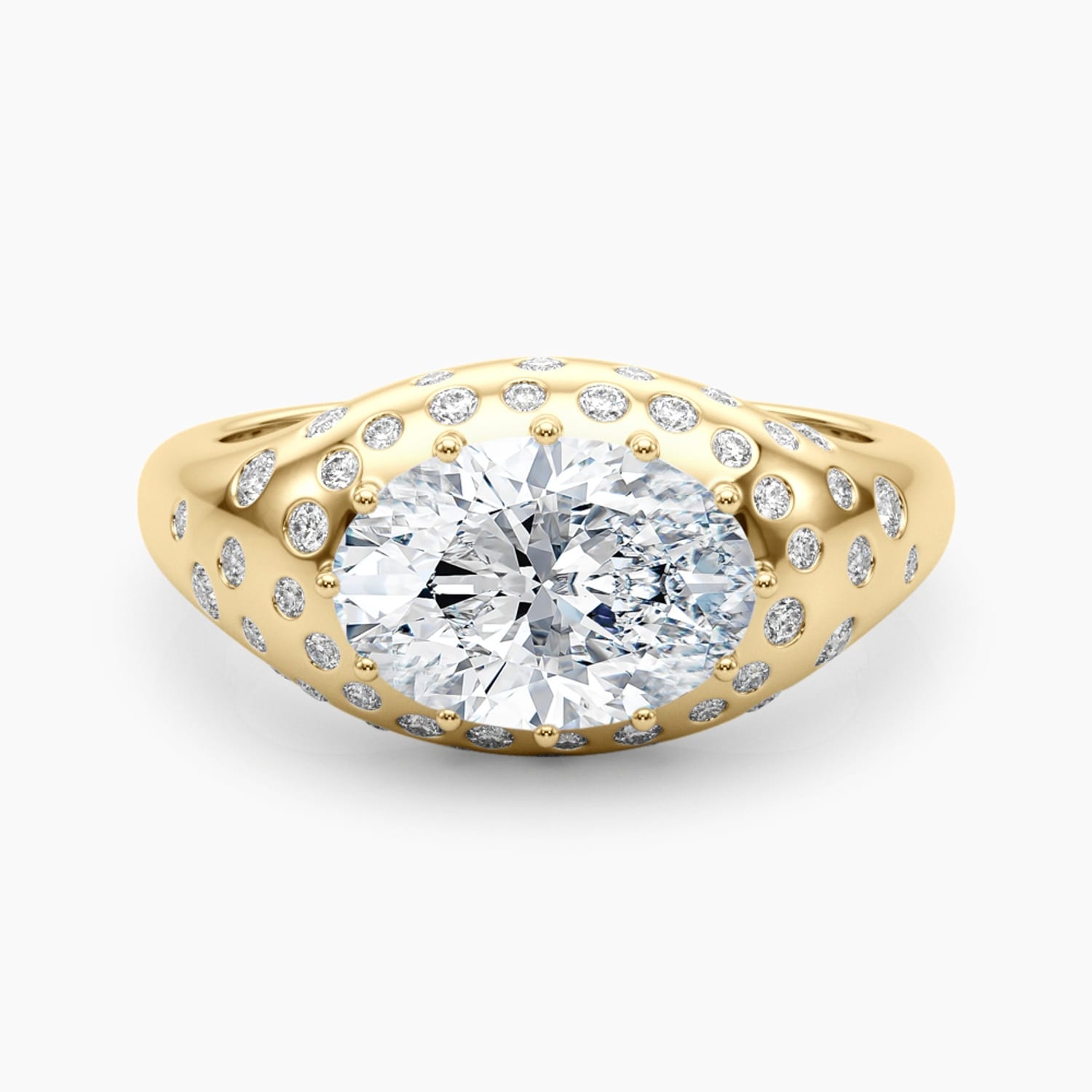 Auriya 14K Gold Lab Grown Diamond Oval Celestial Dome Accent Engagement Ring 1.25 5.25Ct. Tw. F G Vs