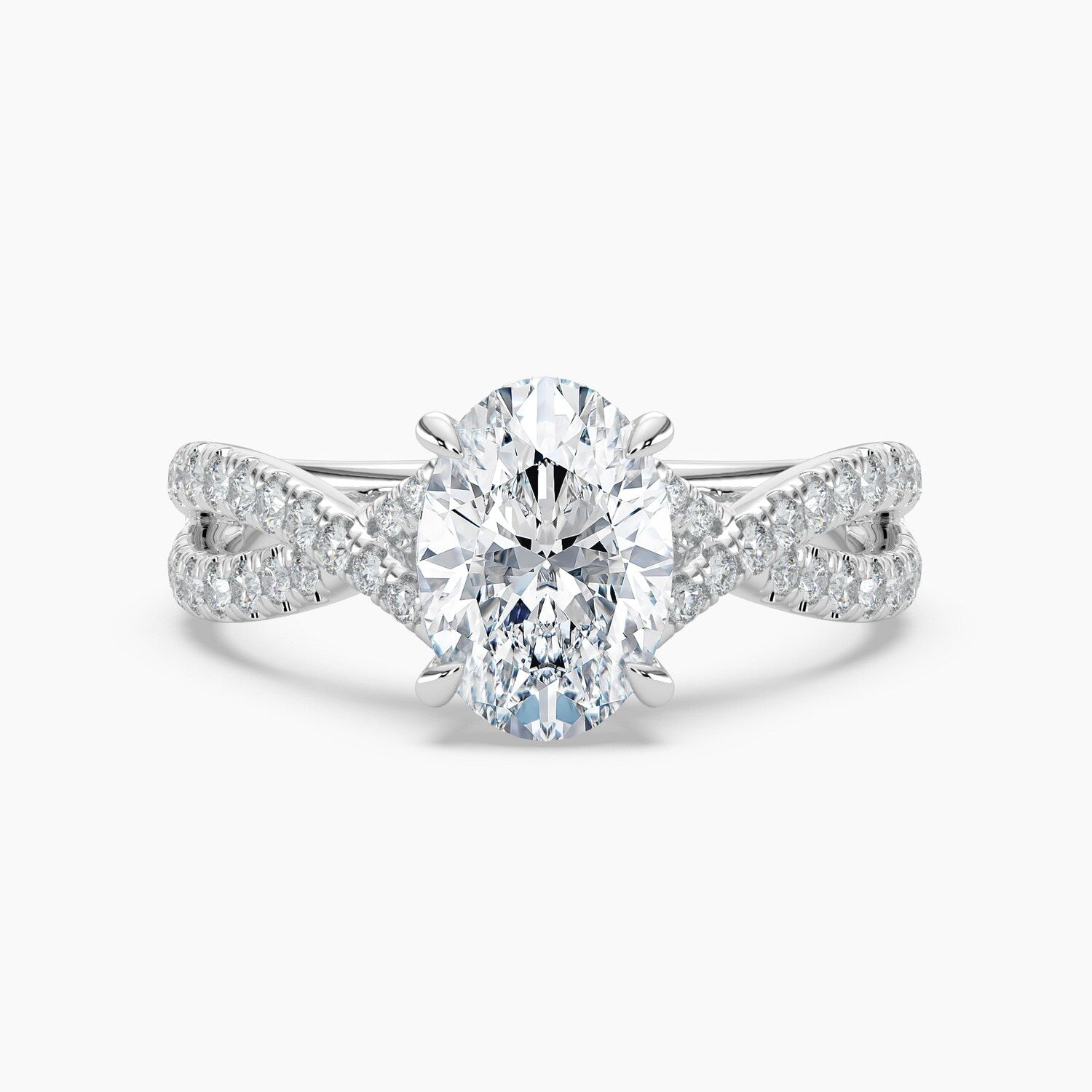 Auriya 14K Gold Lab Grown Diamond Oval Cross Over Double Hidden Halo Engagement Ring 1.56 5.56Ct. Tw. F G Vs