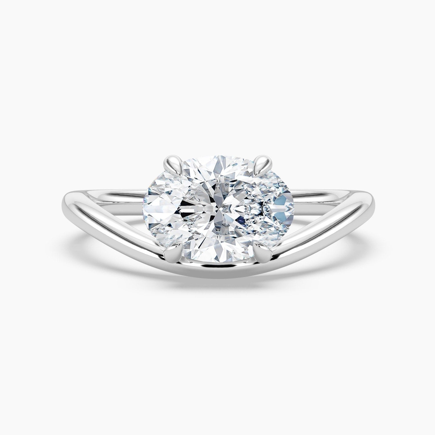 Auriya 14K Gold Lab Grown Diamond Oval Curved Solitaire Engagement Ring 1.00 5.00Ct. Tw. F G Vs