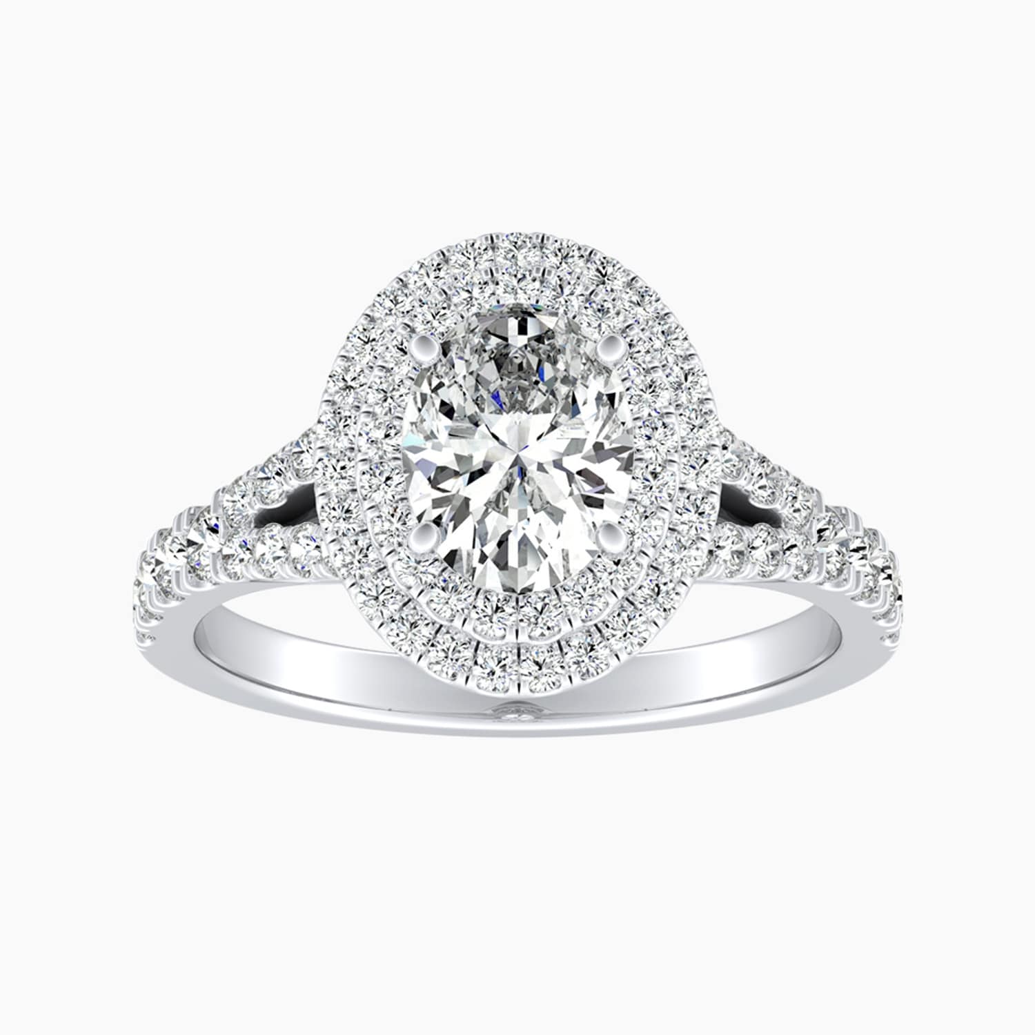 Auriya 14K Gold Lab Grown Diamond Oval Double Halo Split Shank Engagement Ring 1.50 5.50Ct. Tw. F G Vs