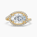 Auriya 14K Gold Lab Grown Diamond Oval East West Journey Halo Engagement Ring 1.57 5.57Ct. Tw. F G Vs