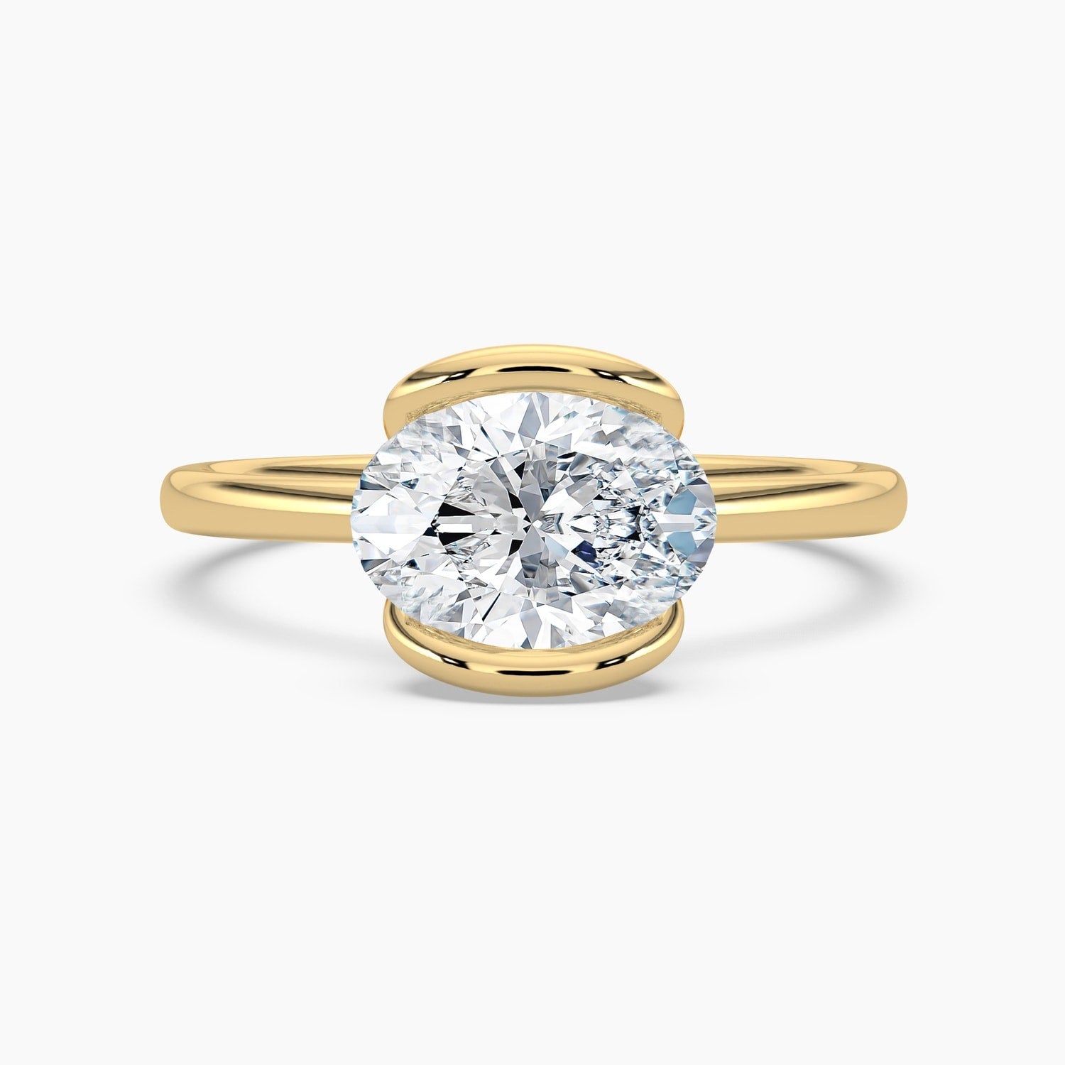 Auriya 14K Gold Lab Grown Diamond Oval East West Large Loop Solitaire Engagement Ring 1.00 5.00Ct. Tw. F G Vs