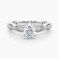 Auriya 14K Gold Lab Grown Diamond Oval Everlace Milgrain Diamond Accent Engagement Ring 1.20 5.20Ct. Tw. F G Vs